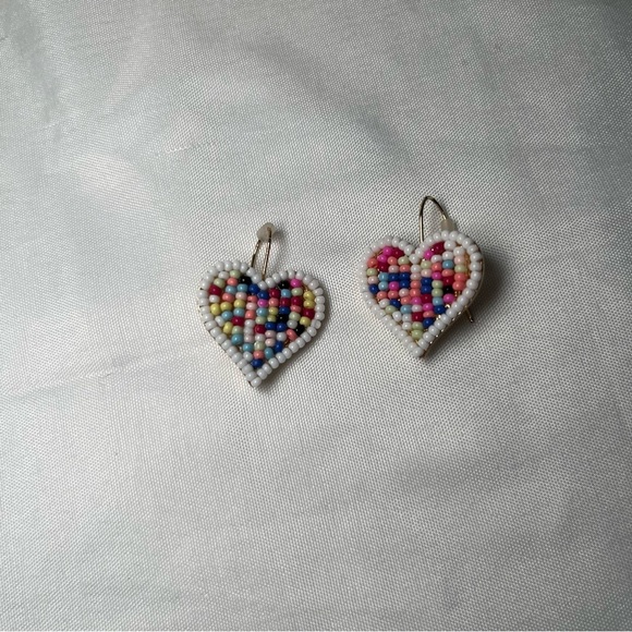Jewelry - Colorful Beaded Heart Earrings